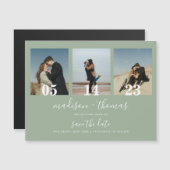 Grün Skript 3 Foto Hochzeit speichern Datum Magneteinladung (Vorne/Hinten)