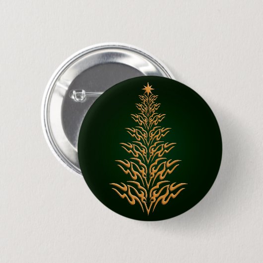Grün-Stilftiger Weihnachtsbaum-Button Button (Vorne & Hinten)