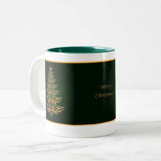 Grün-stylische Weihnachtsbaum-Tasse Zweifarbige Tasse (Vorderseite Links)