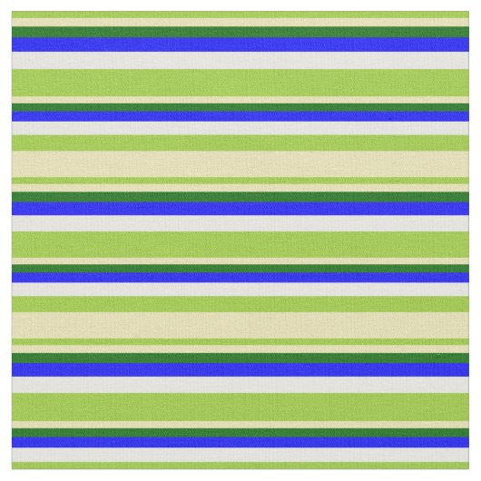 Grün, Tan, Dunkelgrün, Blau und Weiß Stoff (Nahaufnahme)