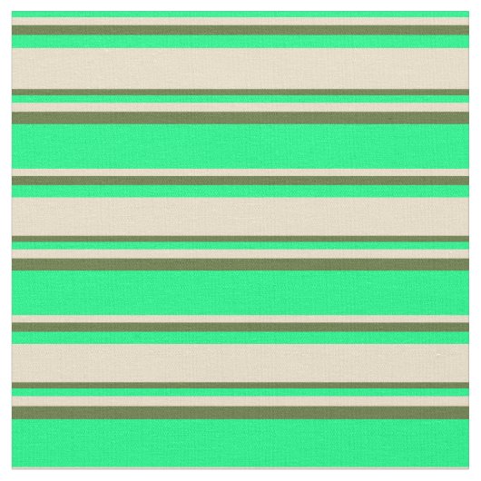 Grün, Tan und Dunkelofen Grüne Linien Stoff (Nahaufnahme)