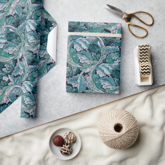 Grün & Teal Morris Blätter Geschenkpapier (Kunsthandwerk)