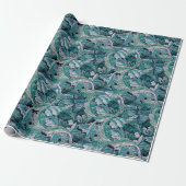 Grün & Teal Morris Blätter Geschenkpapier (Ungerollt)