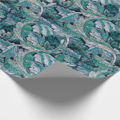Grün & Teal Morris Blätter Geschenkpapier (Ecke)