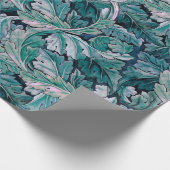 Grün & Teal Morris Blätter Geschenkpapier (Ecke)