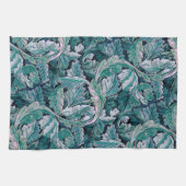Grün & Teal Morris Blätter Geschirrtuch (Horizontal)