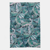 Grün & Teal Morris Blätter Geschirrtuch (Vertikal)