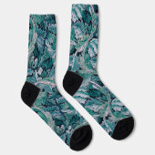 Grün & Teal Morris Blätter Socken (Rechts)