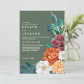 Grün Terracotta Hochzeit im Herbst Einladung (Stehend Vorderseite)