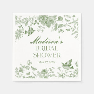 Grün Toile De Jouy Vintage Florale Hochzeitsdusche Serviette