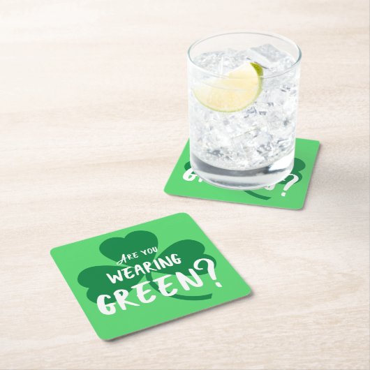 Grün tragen? Kleeblatt St. Patrick's Day Party Rechteckiger Pappuntersetzer (Vor Ort)