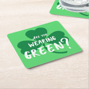 Grün tragen? Kleeblatt St. Patrick's Day Party Rechteckiger Pappuntersetzer