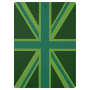Grün Türkis Union Jack Flagge Stil Hintergrund Klemmbrett