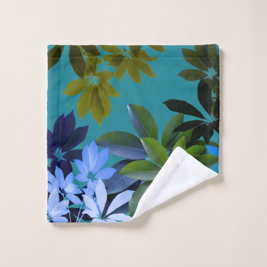 Grün u. Blau verlässt Kunst-Badezimmer-Tuch-Set Badhandtuch Set (Waschlappen)