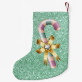 Grün-u. Rosa-Pastellverzierungs-Imitat-Glitzer Kleiner Weihnachtsstrumpf (Rückseite)