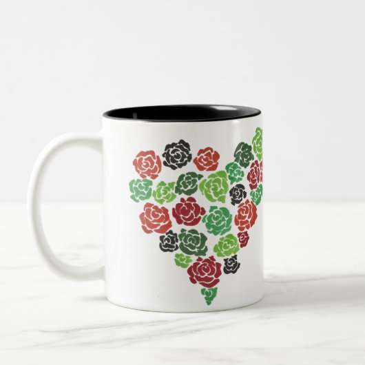 Grün u. Rosen-Blumenkaffee-Tasse Zweifarbige Tasse (Links)