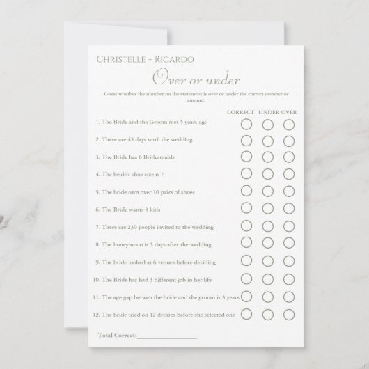 Grün über oder unter Brautparty Ankündigung (Vorderseite)