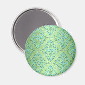 Grün und Aquamariner Extravaganter Damast Magnet (Vorderseite/Rückseite)