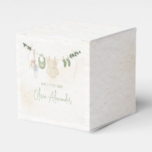 Grün und Beige Delikatfarbenes Floral Baby Sh Geschenkschachtel