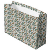 Grün und Beige Weihnachten Große Geschenktüte (Rückseite Schrägansicht)