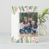 Grün und Berries Foto Frohe Weihnachten (Stehend Vorderseite)