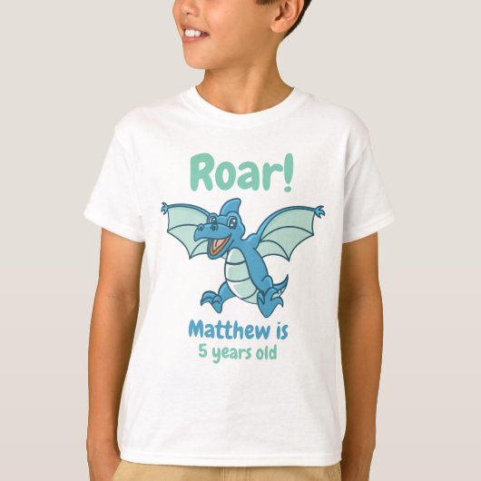 Grün und Blau Dragon Dinosaurier Roar Boy's Birthd T-Shirt (Vorderseite)