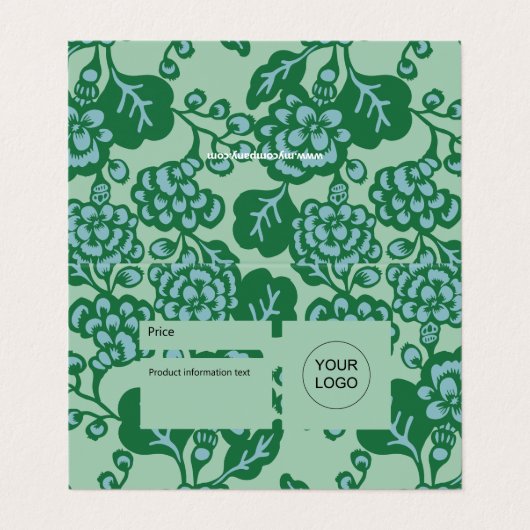 Grün und Blau, feines Muster-Zeichen Visitenkarten (Außenseite Aufgefaltet)