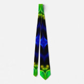 Grün und Blau Fraktal Design Neck Tie Krawatte (Rückseite)