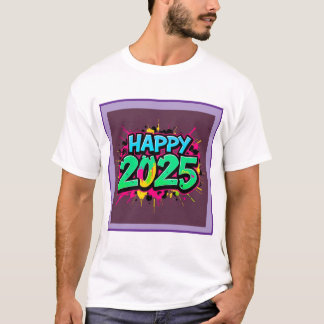 Grün und Blau glücklich Neues Jahr 2025 T-Shirt