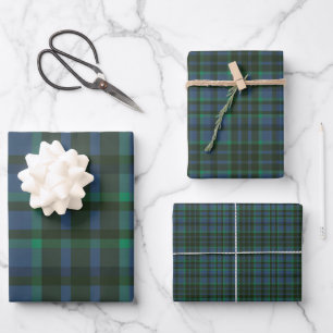 Grün und Blau Kariert Geschenkpapier Set