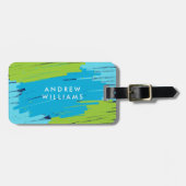 Grün und Blau Lebend Moderne, kühne Schlaganfälle Gepäckanhänger (Vorderseite horizontal)