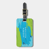 Grün und Blau Lebend Moderne, kühne Schlaganfälle Gepäckanhänger (Vorderseite vertikal)