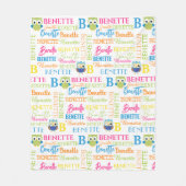 Grün und Blau mit Name und Monogramm-Collage Fleecedecke (Vorderseite)