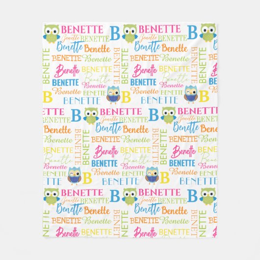 Grün und Blau mit Name und Monogramm-Collage Fleecedecke (Vorderseite)