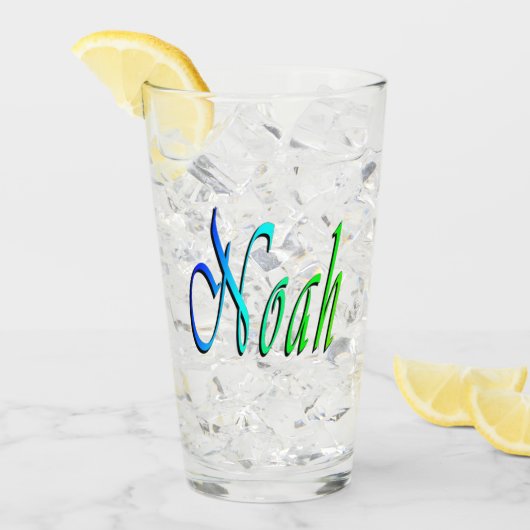 Grün und Blau Noah Name, Glas (Vorderseite Ice)