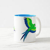 Grün und Blau / Papagei fliegen Zweifarbige Tasse (VorderseiteRechts)
