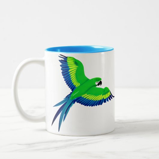 Grün und Blau / Papagei fliegen Zweifarbige Tasse (Links)