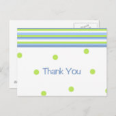 Grün und Blau Polka Punkt gestreift danke Postcar Postkarte (Vorne/Hinten)