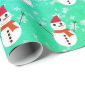 Grün und Blau Schneemann - Weihnachten Geschenkpapier (Rolleneckpunkt)