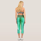 Grün und Blau Swirl - Coole Abstrakte Psychedelik Capri Leggings (Rückseite)