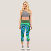 Grün und Blau Swirl - Coole Abstrakte Psychedelik Capri Leggings (Vorderseite)