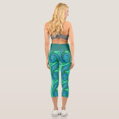 Grün und Blau Swirl - Coole Abstrakte Psychedelik Capri Leggings (Rückseite)