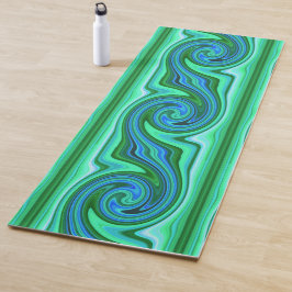 Grün und Blau Swirl - Coole Abstrakte Psychedelik Yogamatte