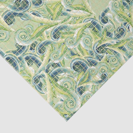 Grün und Blau Swirl Seidenpapier (Ausschnitt)