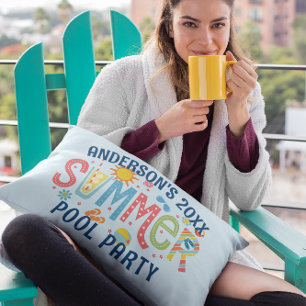 Grün und blau verspieltes Sommerbecken Party Kissen Für Draußen