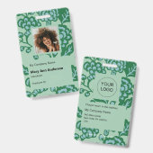 Grün und Blau Vibranu und feines Blumenmuster Ausweis (Vorder- & Rückseite)