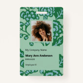 Grün und Blau Vibranu und feines Blumenmuster Ausweis (Vorderseite)