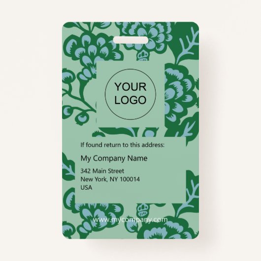 Grün und Blau Vibranu und feines Blumenmuster Ausweis (Rückseite)