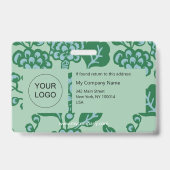 Grün und Blau Vibranu und feines Blumenmuster Ausweis (Rückseite)