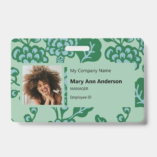 Grün und Blau Vibranu und feines Blumenmuster Ausweis (Vorderseite)